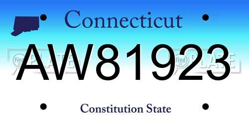 AW81923 Connecticut License Plate