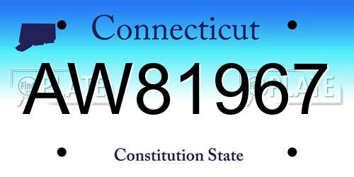 AW81967 Connecticut License Plate