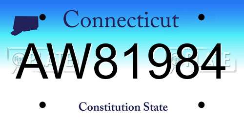 AW81984 Connecticut License Plate