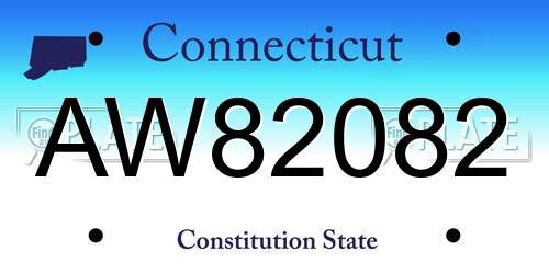 AW82082 Connecticut License Plate