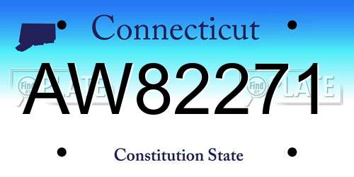 AW82271 Connecticut License Plate