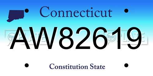AW82619 Connecticut License Plate