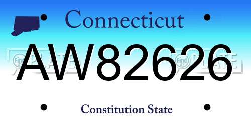 AW82626 Connecticut License Plate