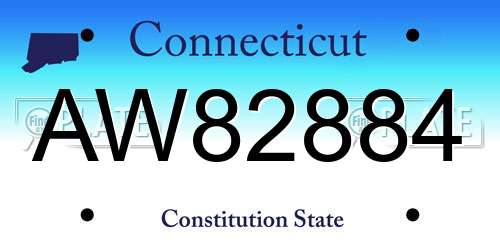 AW82884 Connecticut License Plate