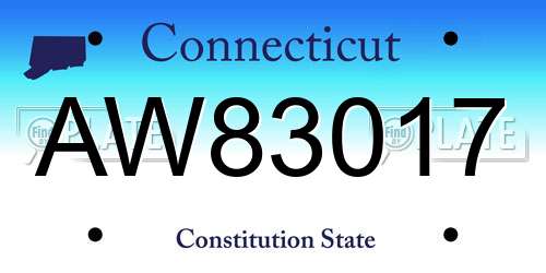 AW83017 Connecticut License Plate