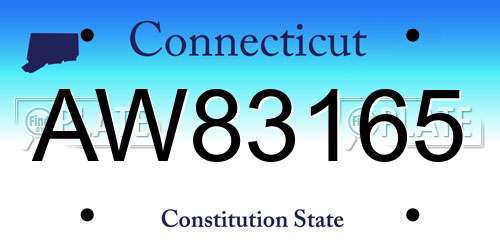 AW83165 Connecticut License Plate