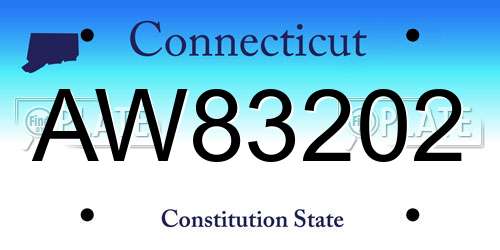 AW83202 Connecticut License Plate