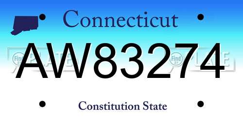 AW83274 Connecticut License Plate