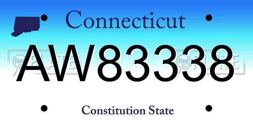 AW83338 Connecticut License Plate