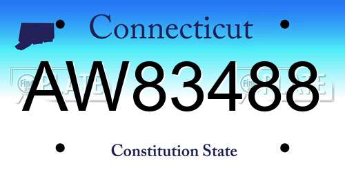 AW83488 Connecticut License Plate