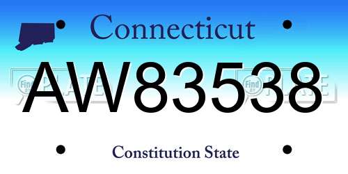 AW83538 Connecticut License Plate