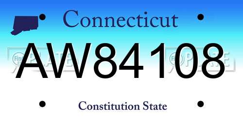 AW84108 Connecticut License Plate
