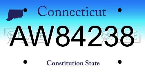 AW84238 Connecticut License Plate