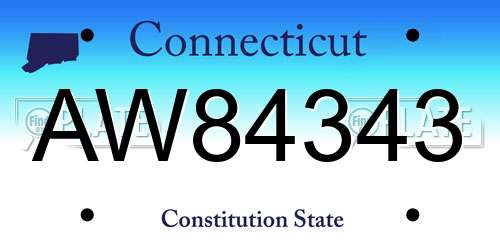 AW84343 Connecticut License Plate