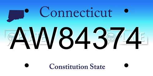 AW84374 Connecticut License Plate