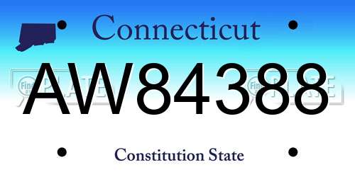 AW84388 Connecticut License Plate