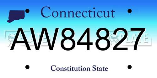 AW84827 Connecticut License Plate