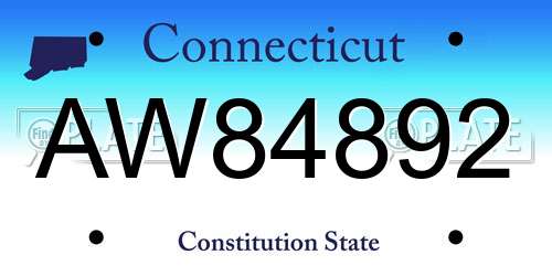 AW84892 Connecticut License Plate