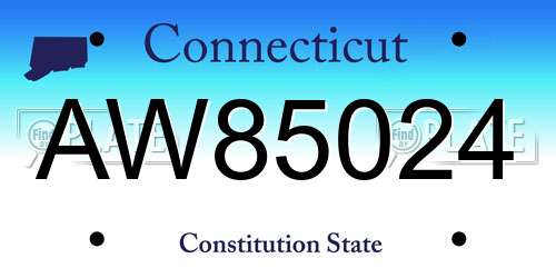 AW85024 Connecticut License Plate