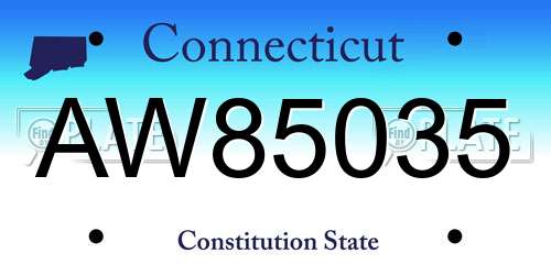 AW85035 Connecticut License Plate