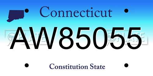 AW85055 Connecticut License Plate
