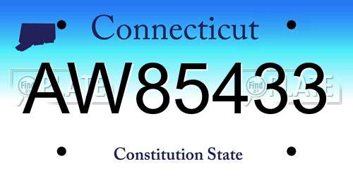 AW85433 Connecticut License Plate