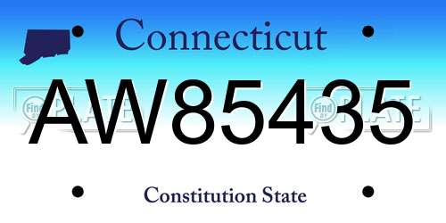 AW85435 Connecticut License Plate
