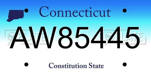 AW85445 Connecticut License Plate