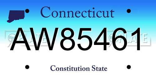 AW85461 Connecticut License Plate