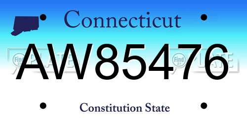 AW85476 Connecticut License Plate