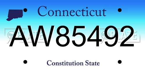 AW85492 Connecticut License Plate