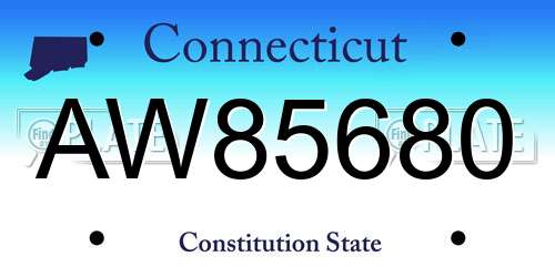 AW85680 Connecticut License Plate