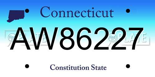 AW86227 Connecticut License Plate