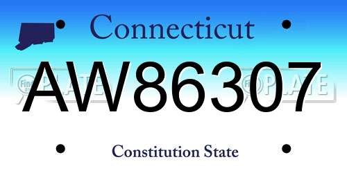 AW86307 Connecticut License Plate