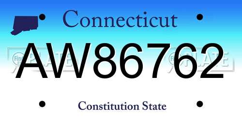 AW86762 Connecticut License Plate