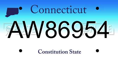 AW86954 Connecticut License Plate