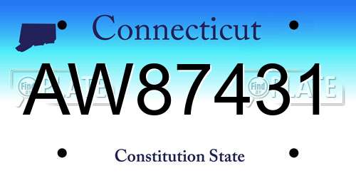 AW87431 Connecticut License Plate