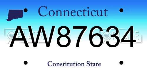 AW87634 Connecticut License Plate