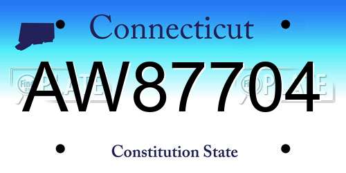 AW87704 Connecticut License Plate