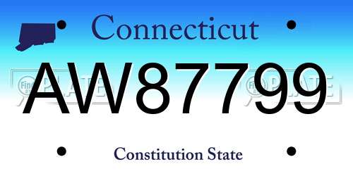 AW87799 Connecticut License Plate