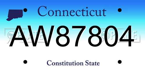 AW87804 Connecticut License Plate