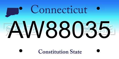 AW88035 Connecticut License Plate