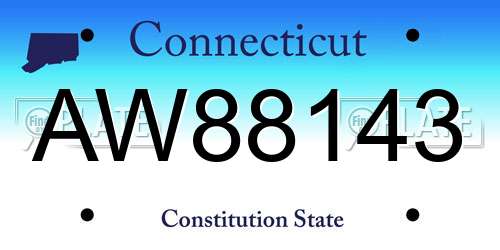 AW88143 Connecticut License Plate