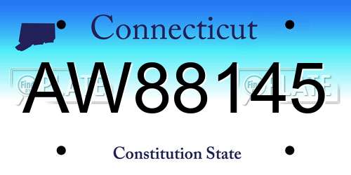 AW88145 Connecticut License Plate