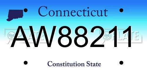 AW88211 Connecticut License Plate