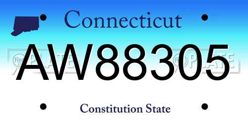 AW88305 Connecticut License Plate
