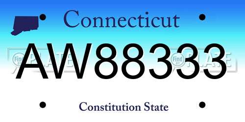 AW88333 Connecticut License Plate