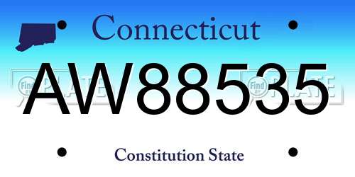 AW88535 Connecticut License Plate