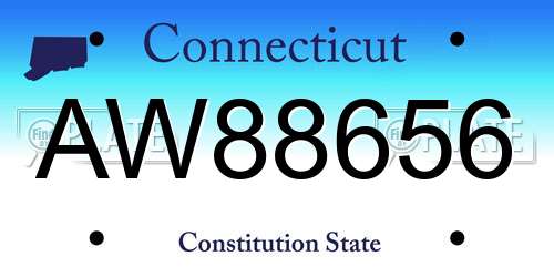 AW88656 Connecticut License Plate