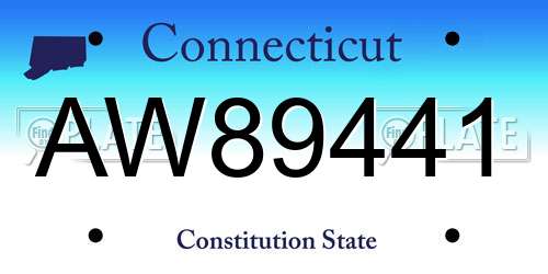 AW89441 Connecticut License Plate